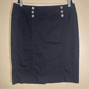 Lauren Ralph Lauren black pencil skirt with nautical-inspired silver buttons 14W